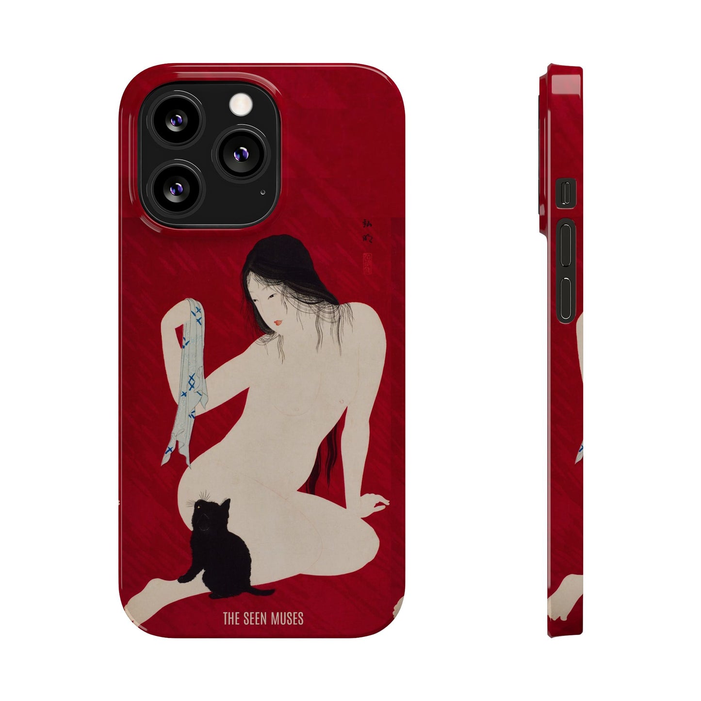 Nude playing with Cat by Takahashi Shōtei