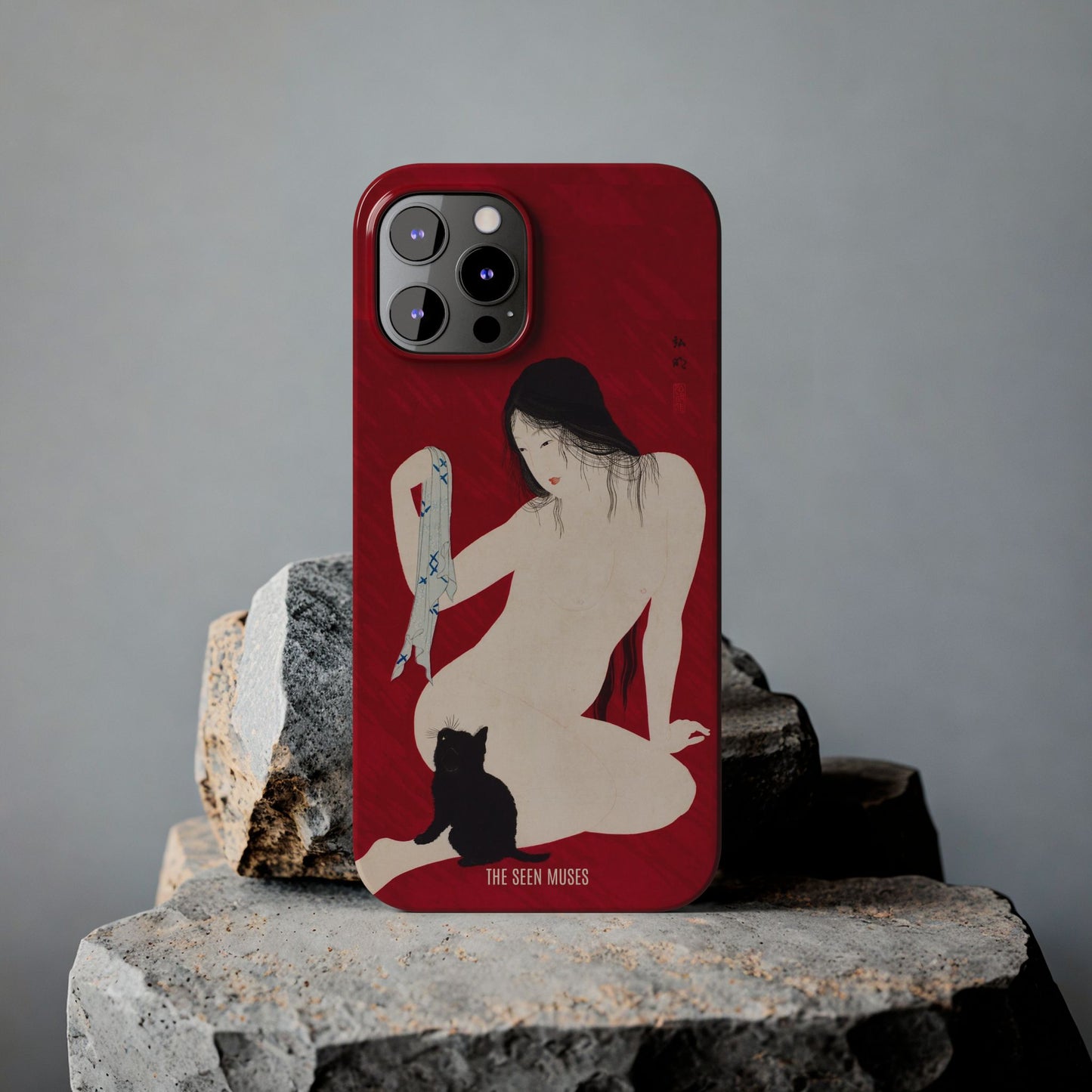 Nude playing with Cat by Takahashi Shōtei