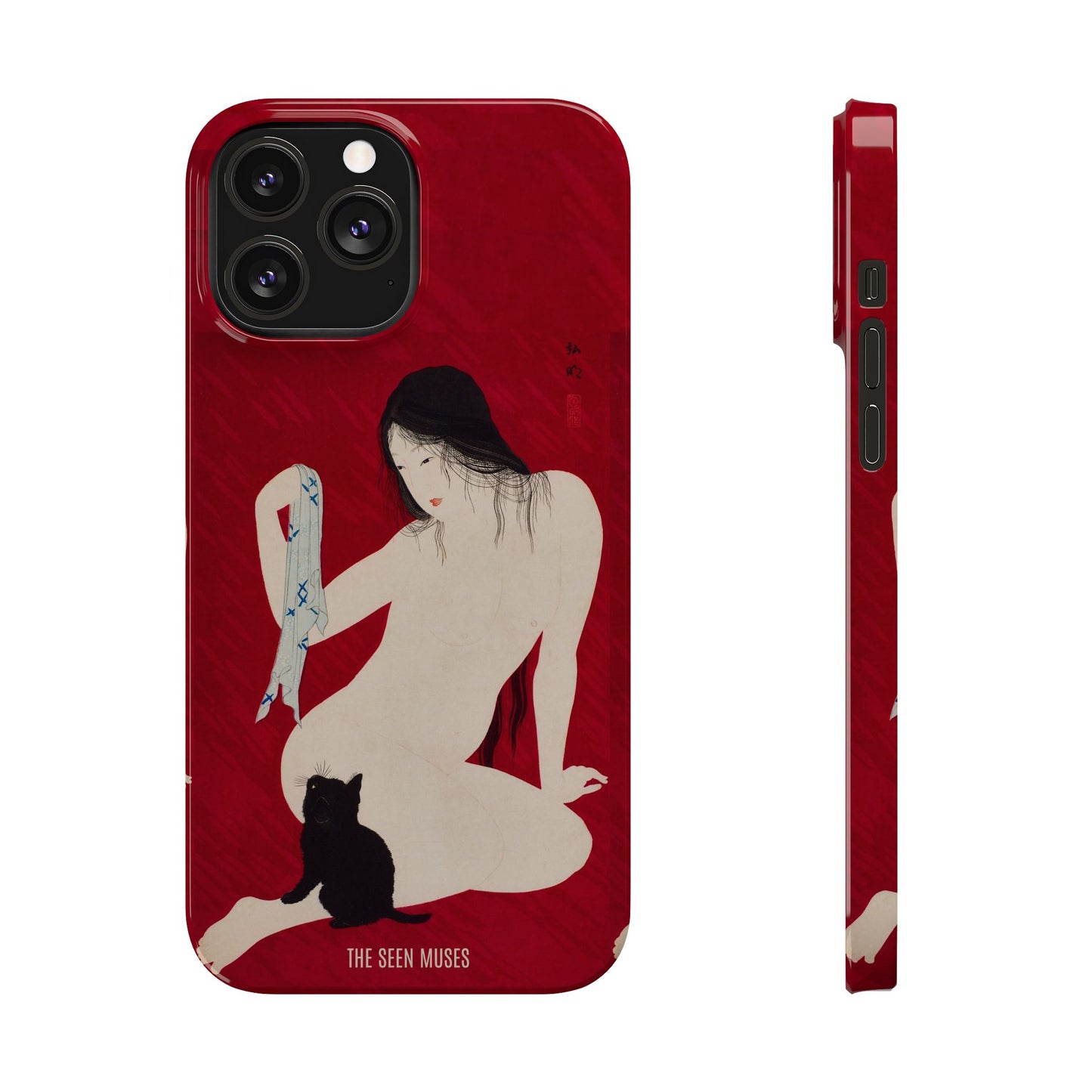Nude playing with Cat by Takahashi Shōtei