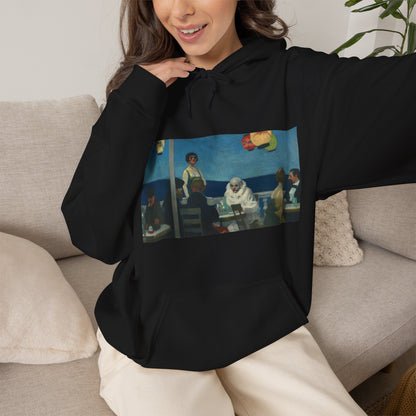 Hooded Sweatshirt - Soir Bleu By Edward Hopper (1914)