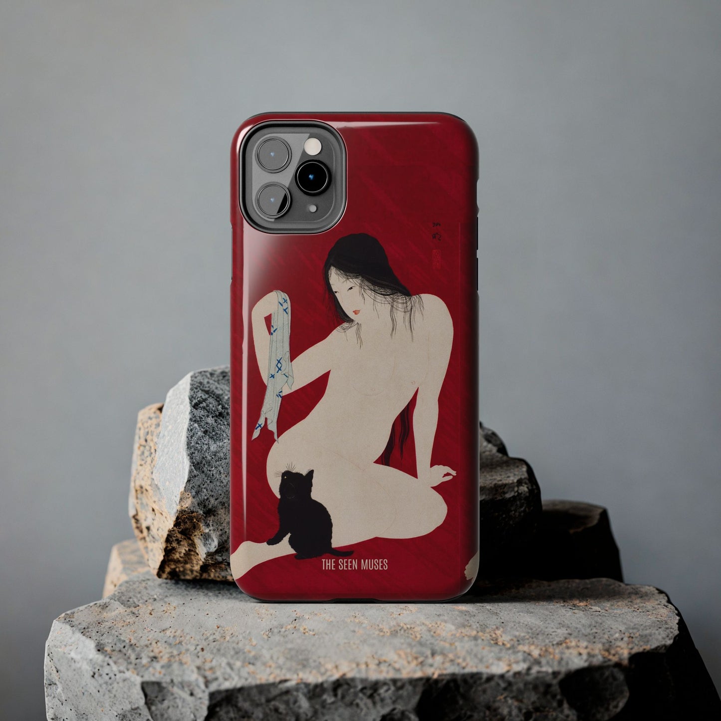 Nude playing with Cat by Takahashi Shōtai
