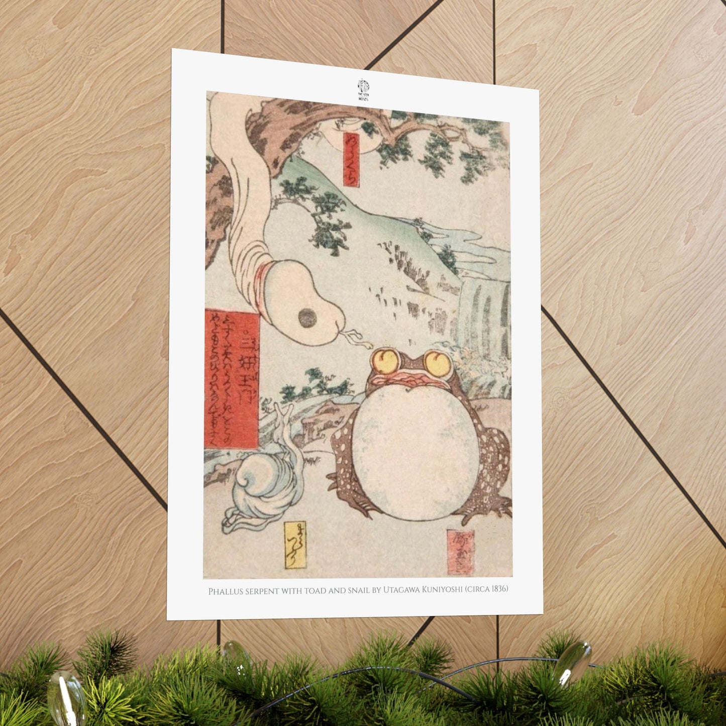 Phallus serpent with toad and snail by Utagawa Kuniyoshi (circa 1836)