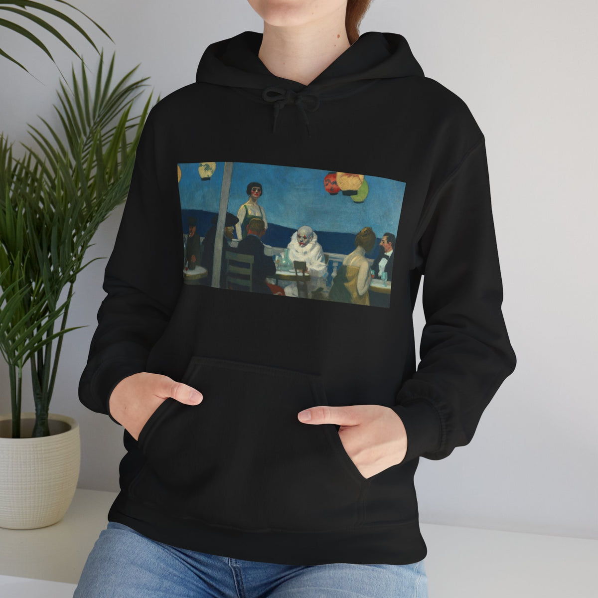 Hooded Sweatshirt - Soir Bleu By Edward Hopper (1914)