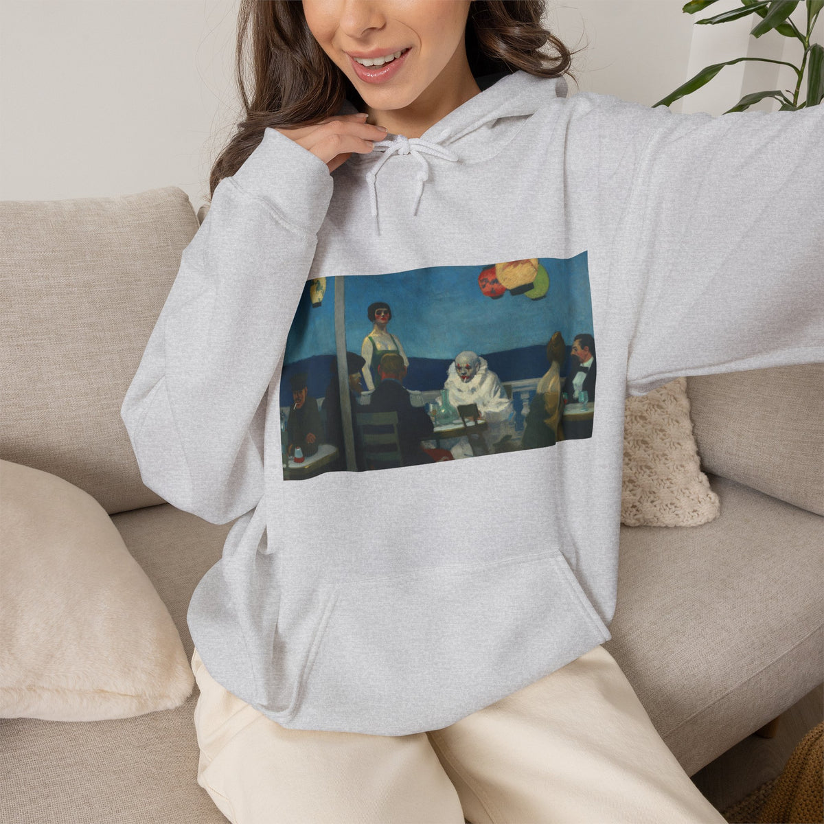 Hooded Sweatshirt - Soir Bleu By Edward Hopper (1914)