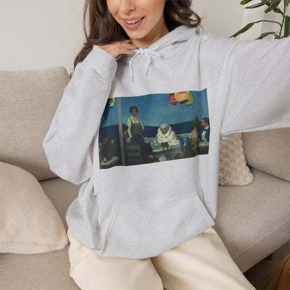 Hooded Sweatshirt - Soir Bleu By Edward Hopper (1914)