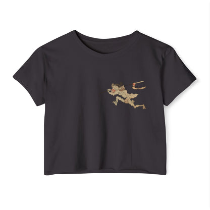 Playful Demon Japanese Art Crop Top (Front & Back)