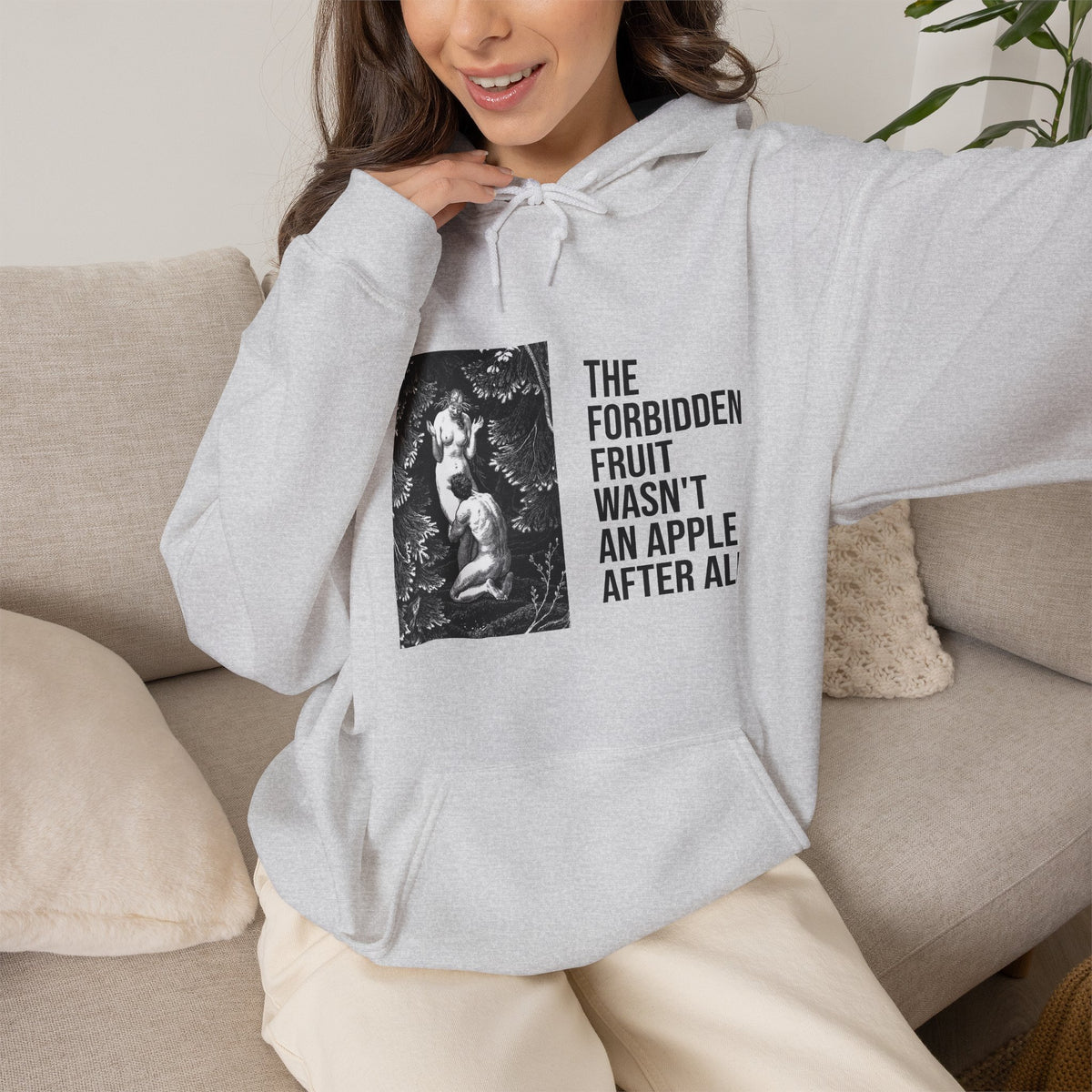 Hooded Sweatshirt- Adam and Eve in Paradise by Max Svabinsky