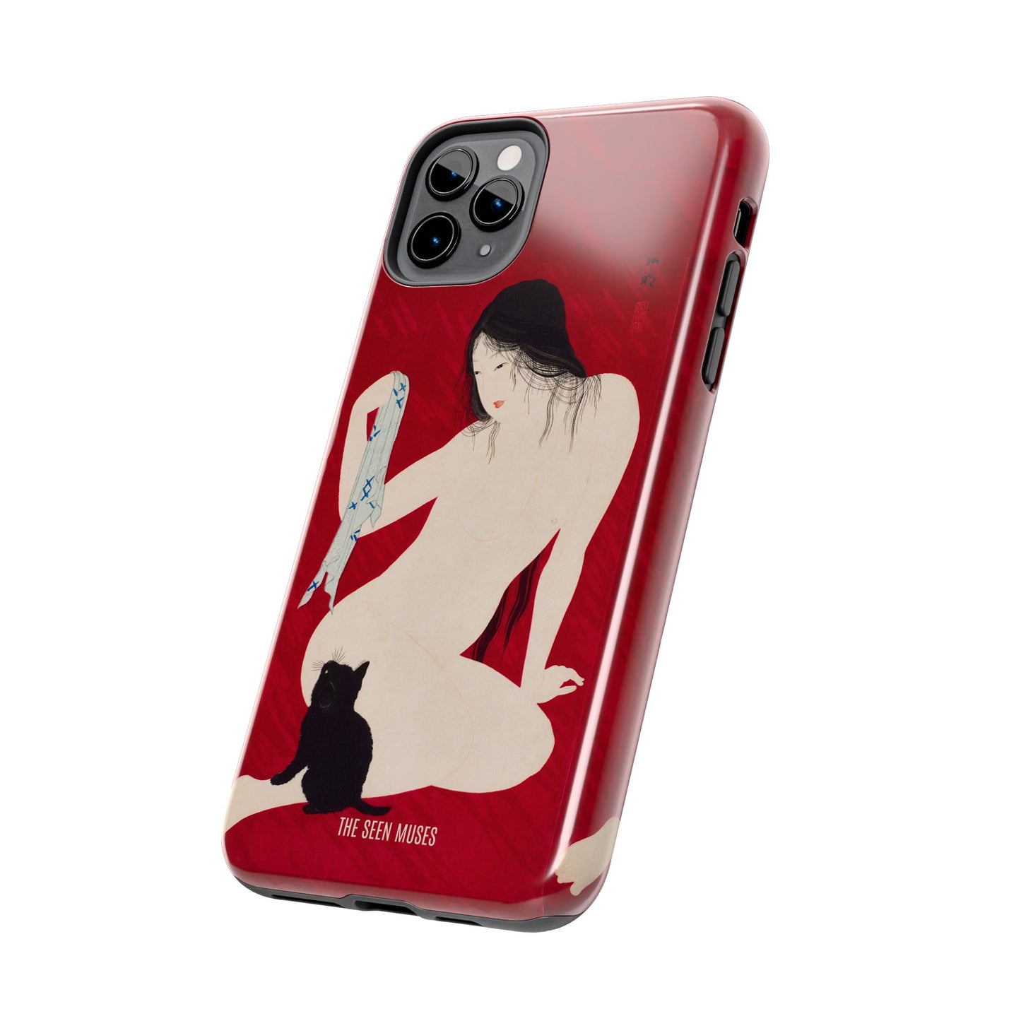 Nude playing with Cat by Takahashi Shōtai
