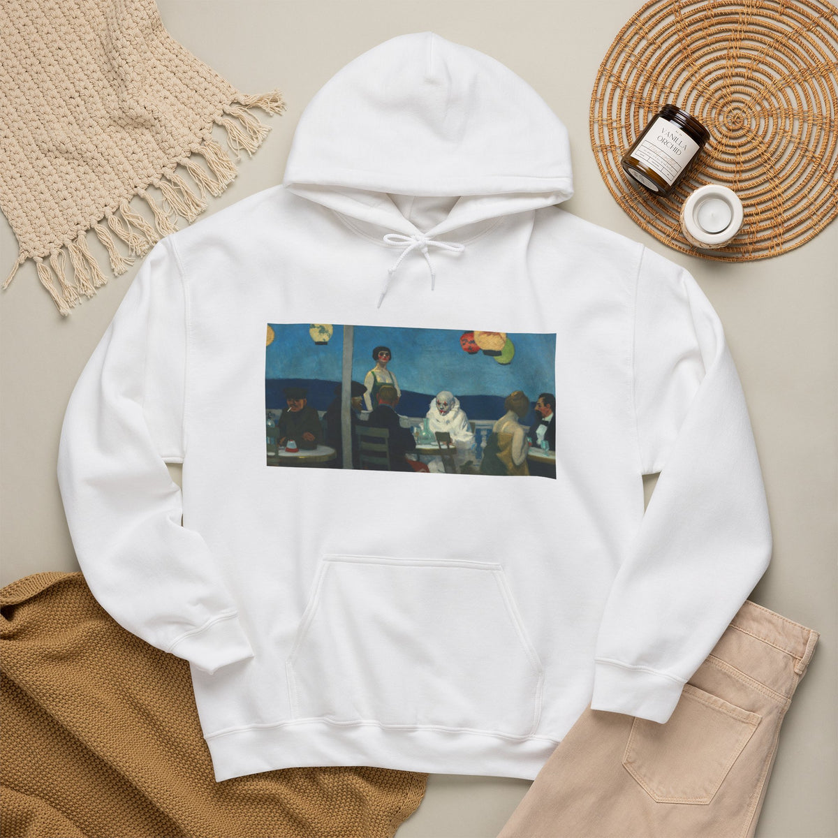 Hooded Sweatshirt - Soir Bleu By Edward Hopper (1914)
