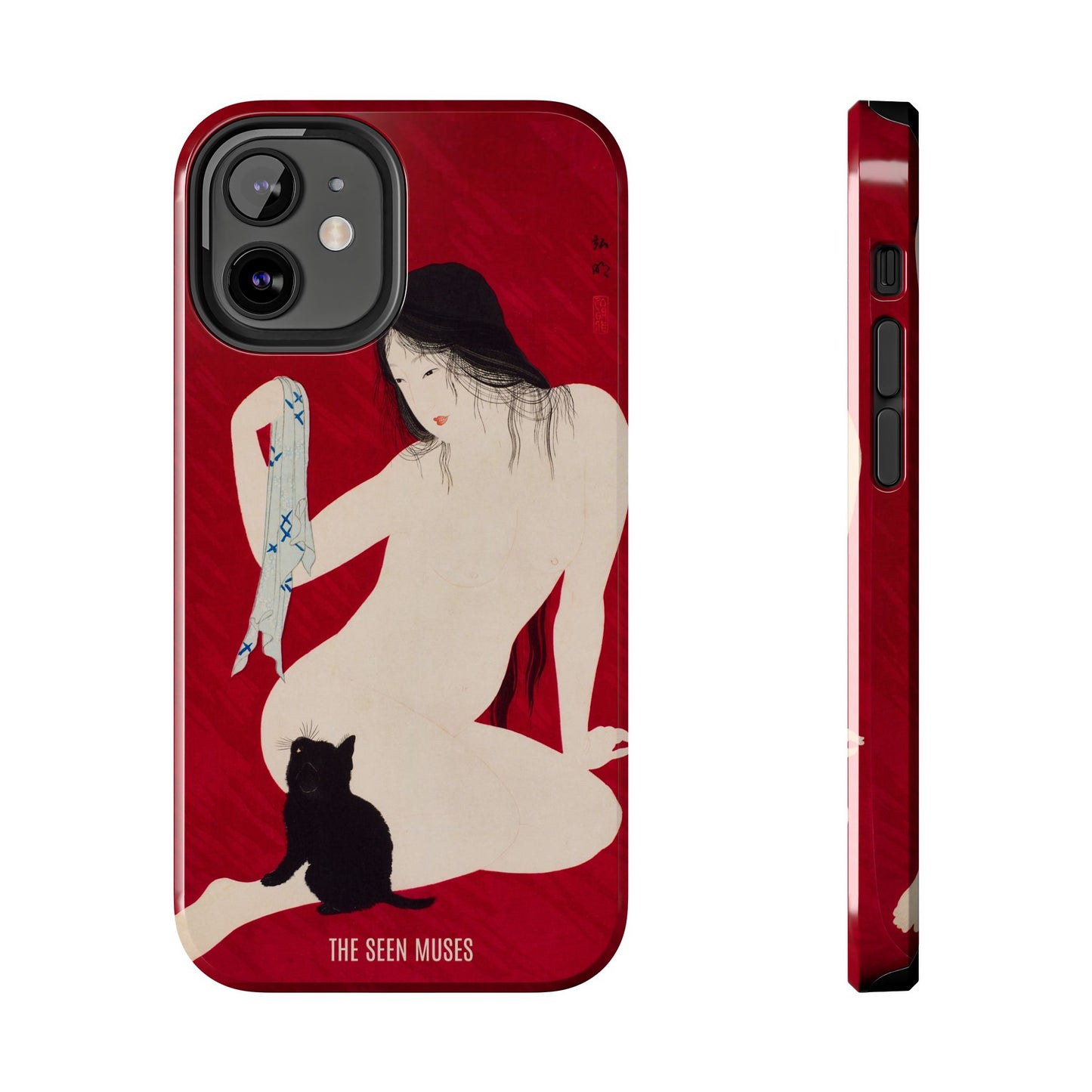 Nude playing with Cat by Takahashi Shōtai