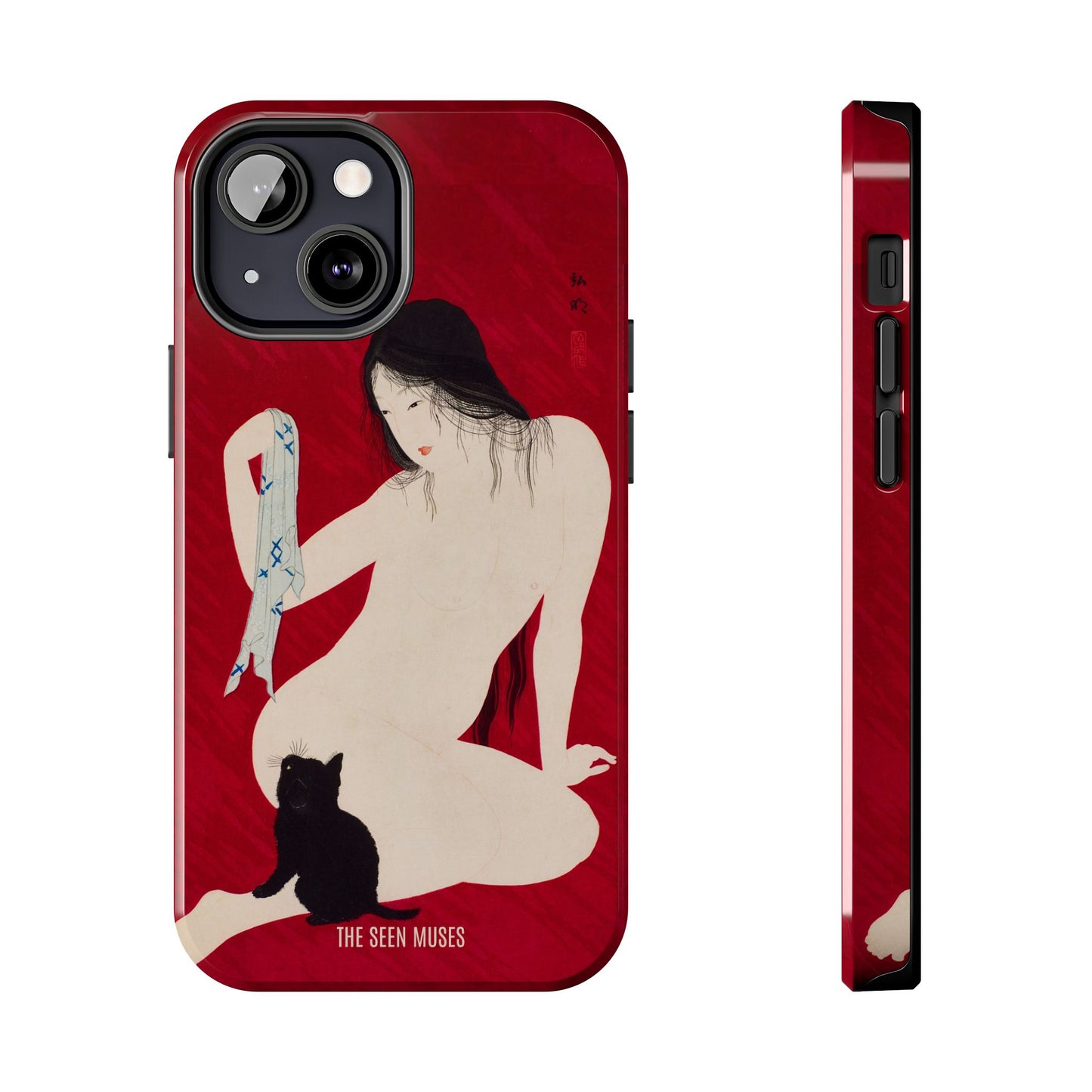 Nude playing with Cat by Takahashi Shōtai