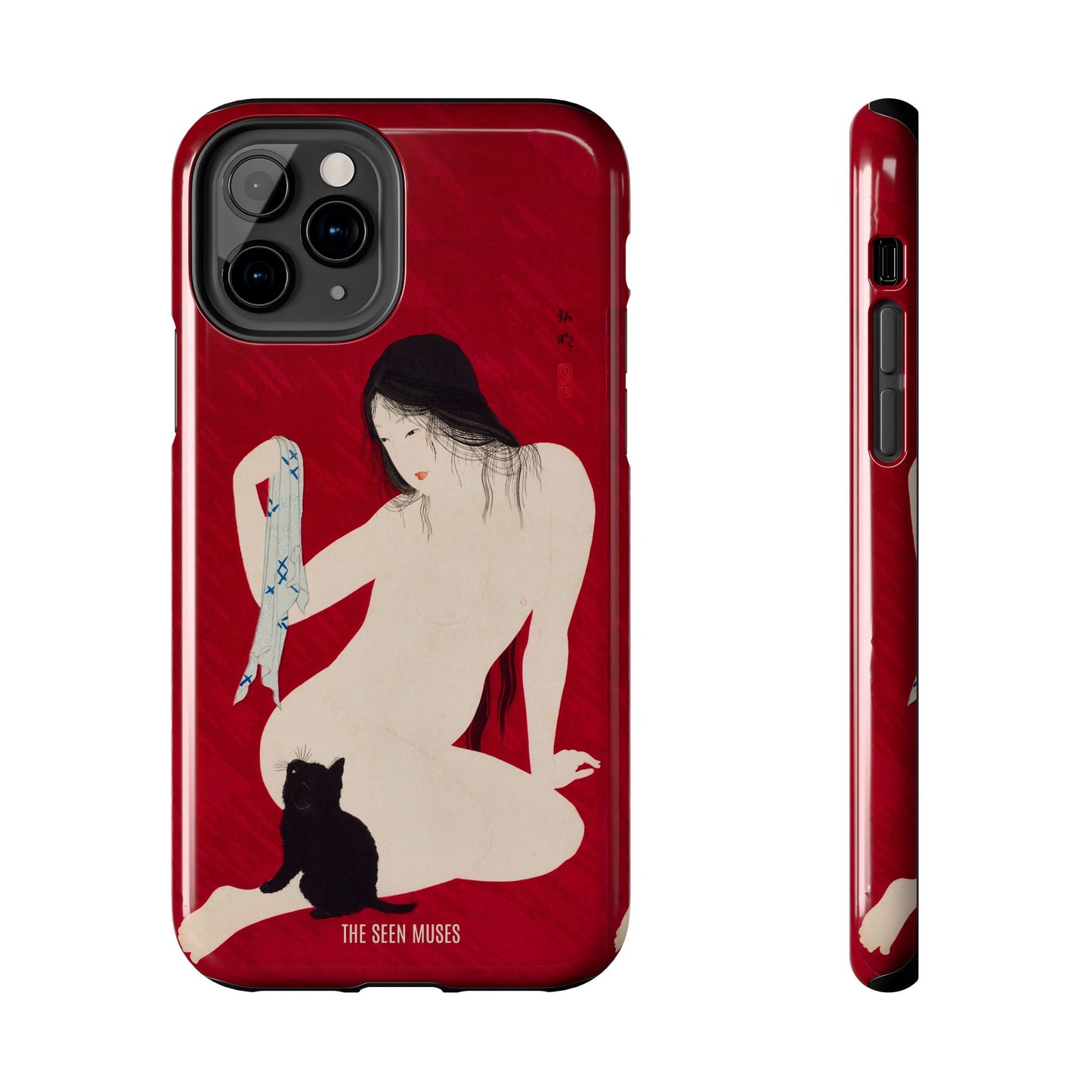 Nude playing with Cat by Takahashi Shōtai