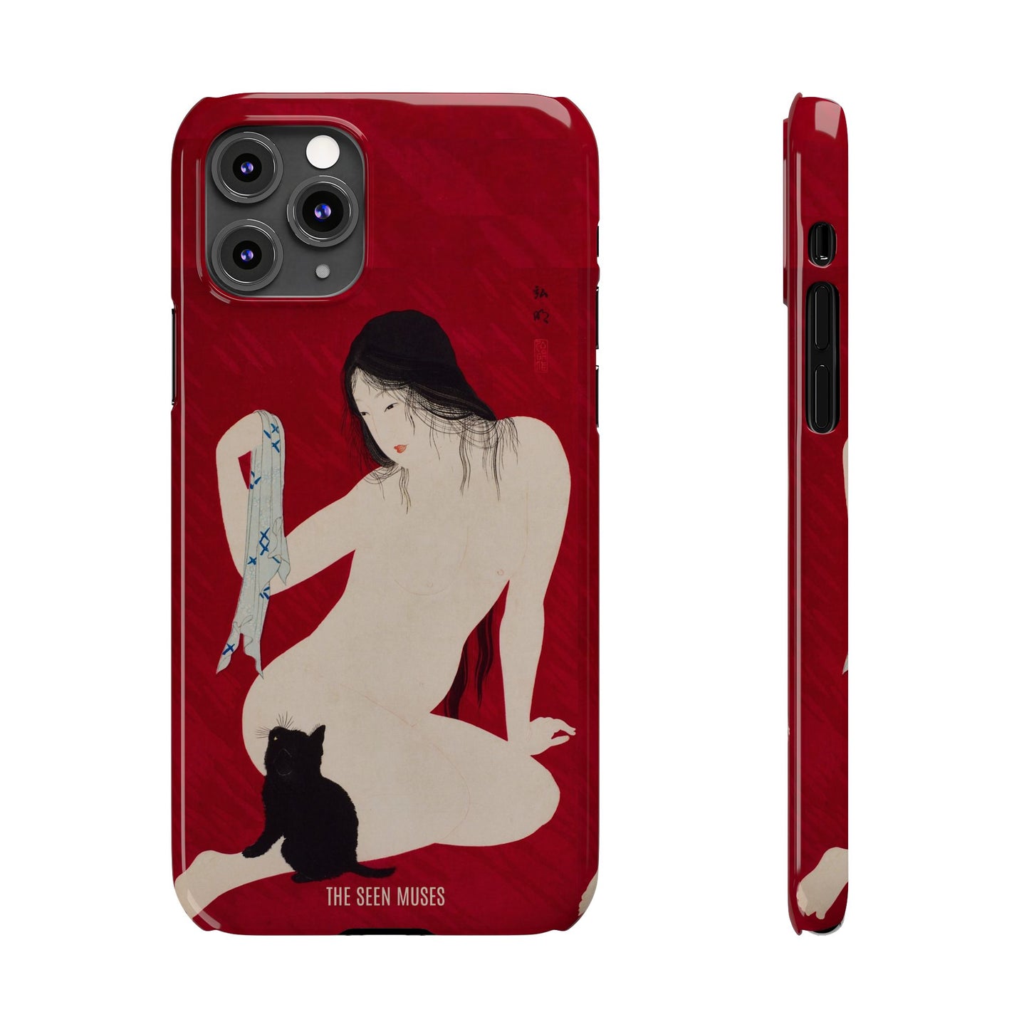 Nude playing with Cat by Takahashi Shōtei