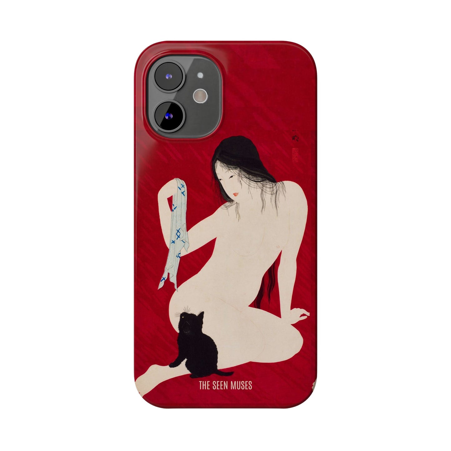 Nude playing with Cat by Takahashi Shōtei