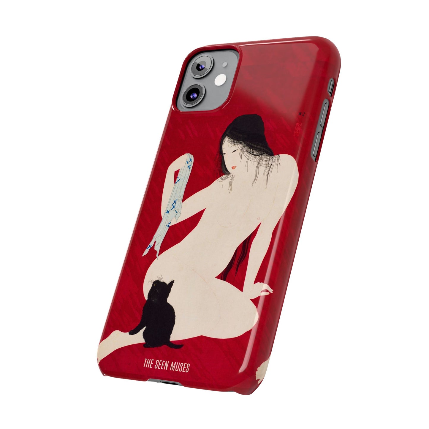 Nude playing with Cat by Takahashi Shōtei