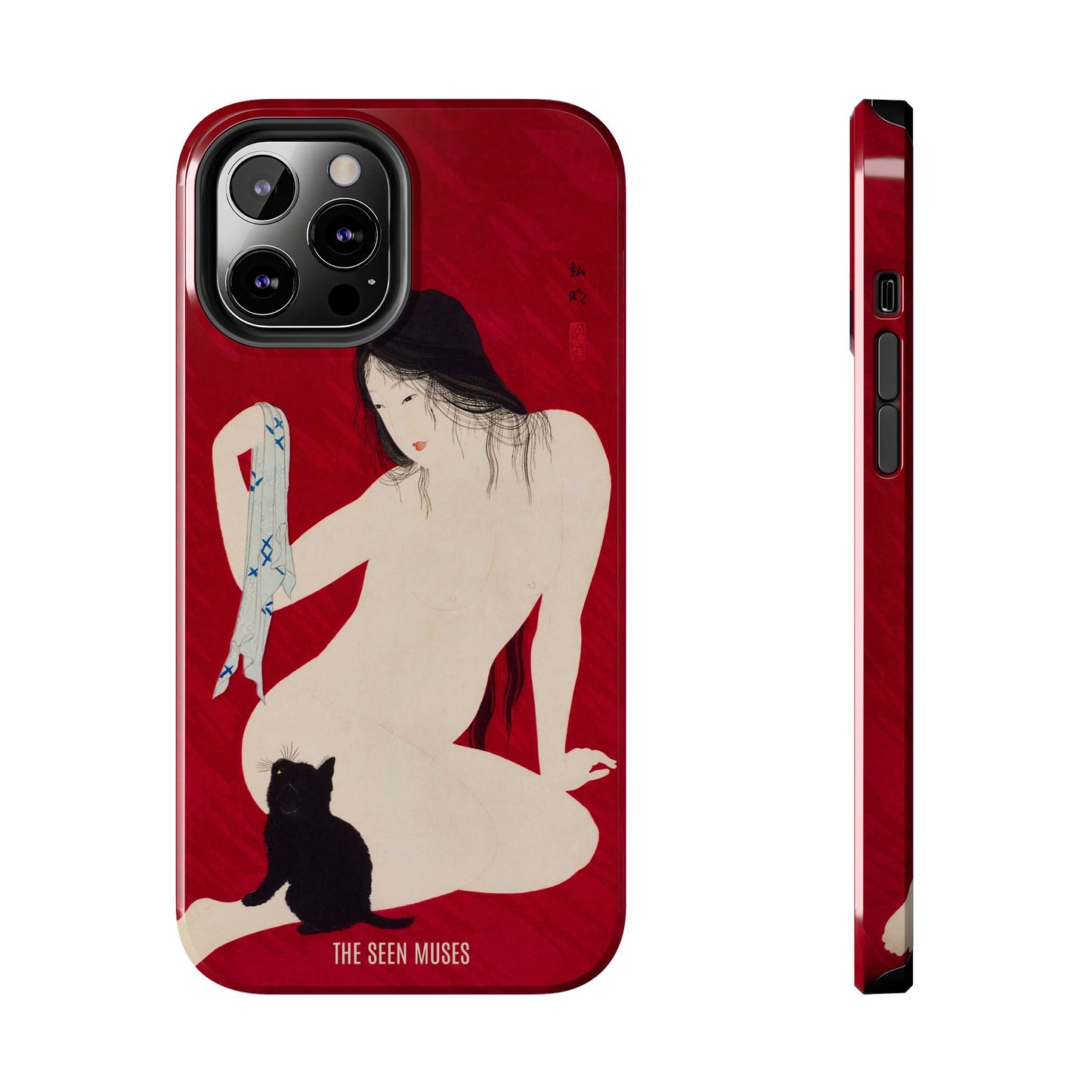 Nude playing with Cat by Takahashi Shōtai