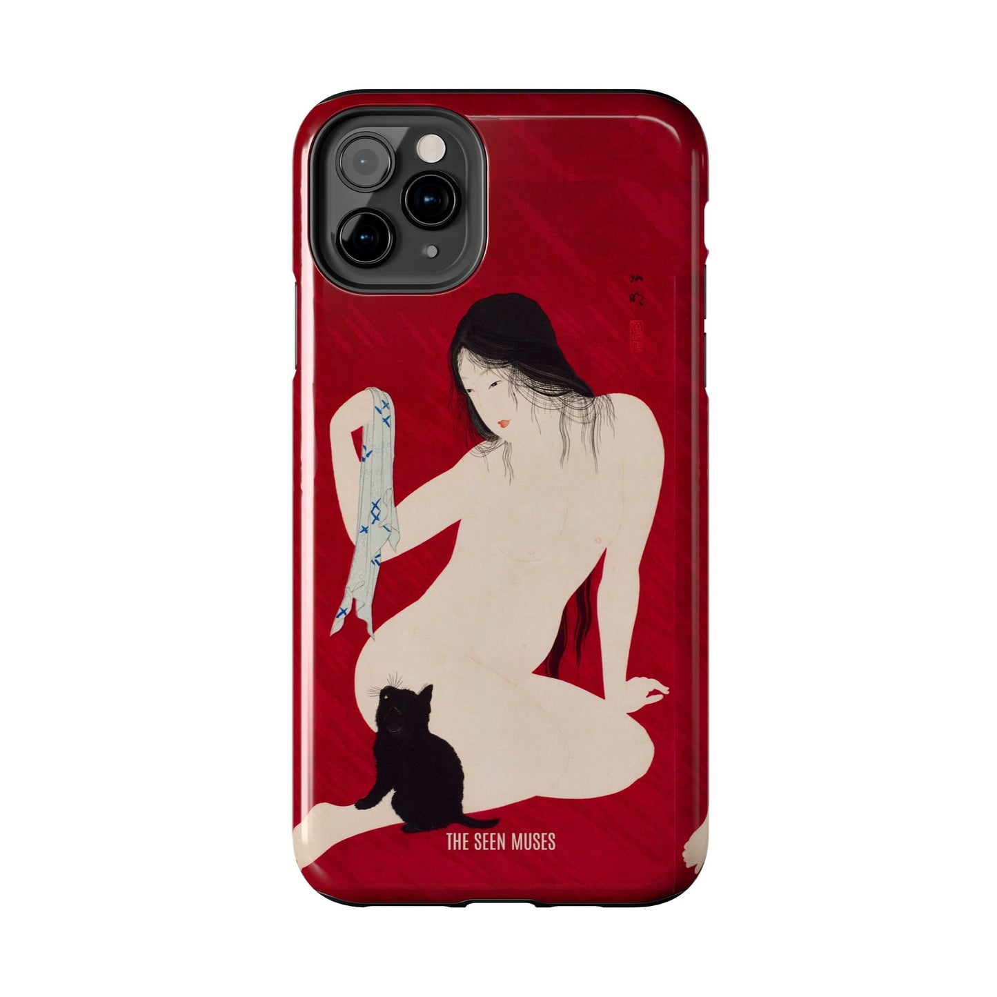 Nude playing with Cat by Takahashi Shōtai