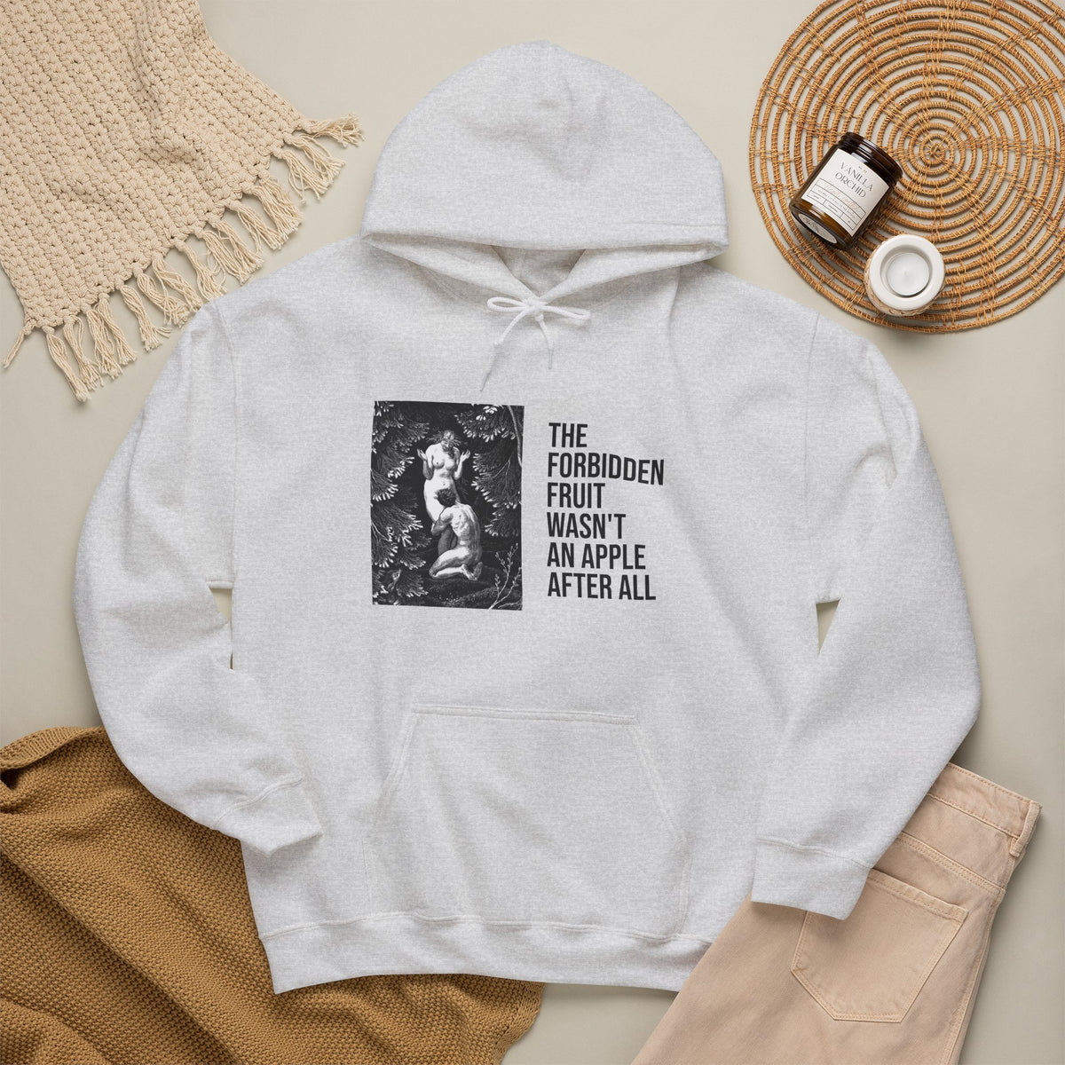 Hooded Sweatshirt- Adam and Eve in Paradise by Max Svabinsky