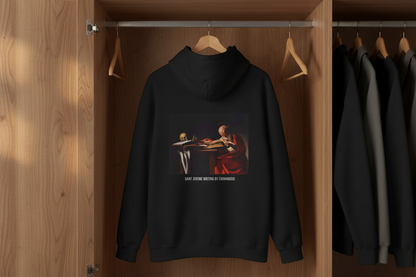 Hooded Sweatshirt- Saint Jerome Writing by Caravaggio (Front+Back)
