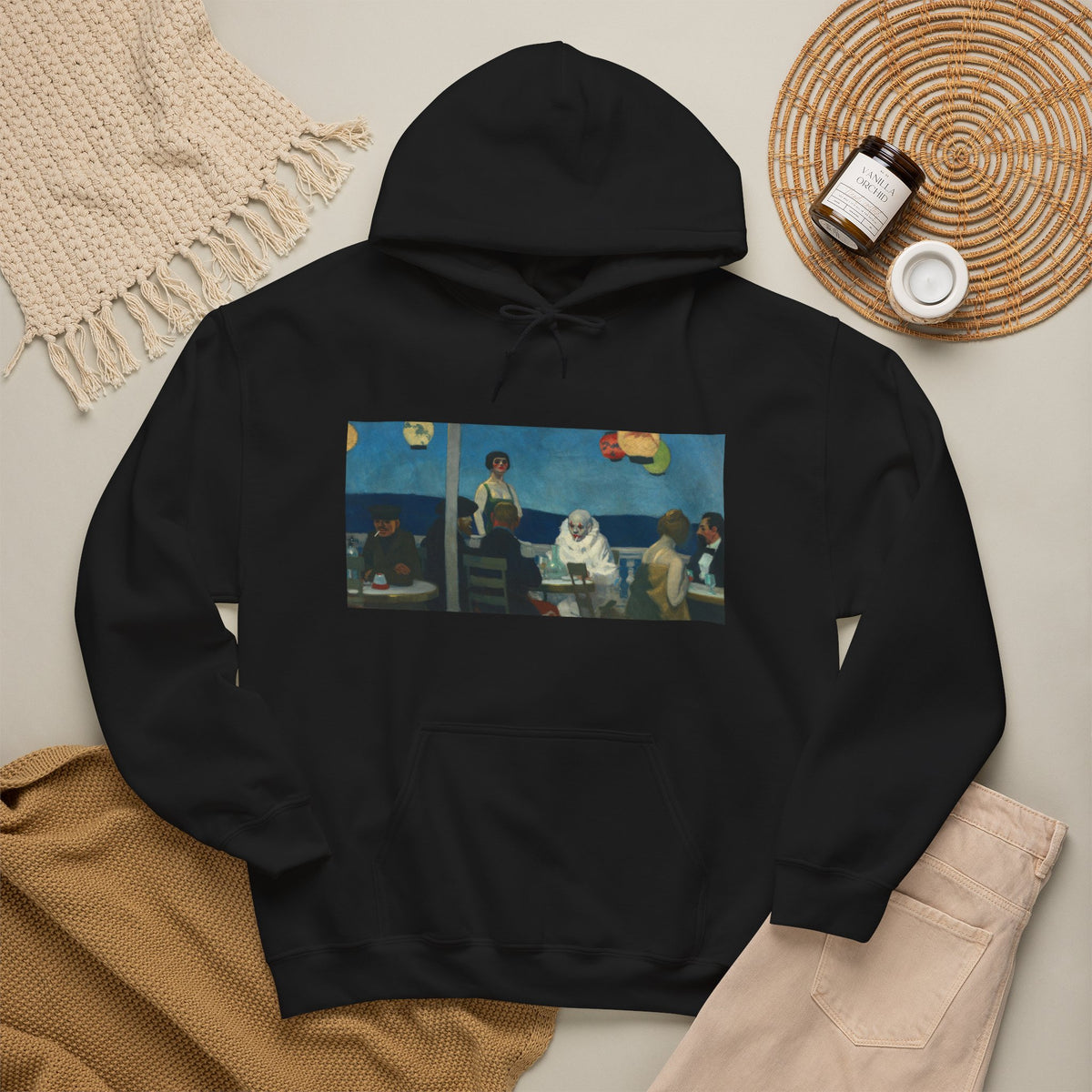 Hooded Sweatshirt - Soir Bleu By Edward Hopper (1914)