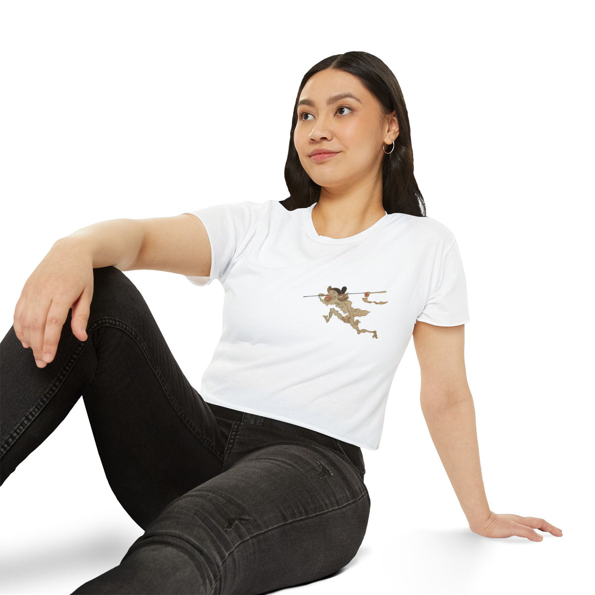 Playful Demon Japanese Art Crop Top (Front & Back)