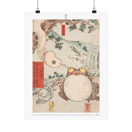 Phallus serpent with toad and snail by Utagawa Kuniyoshi (circa 1836)
