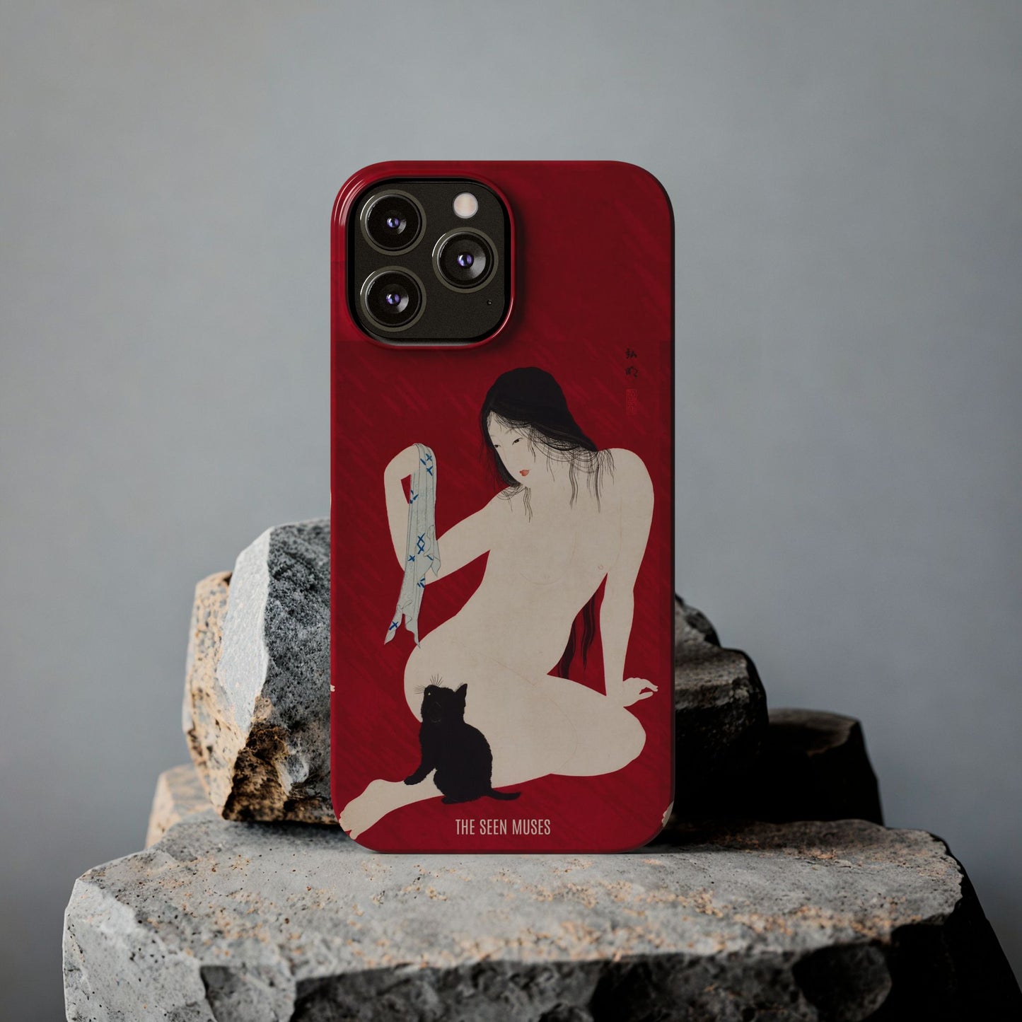 Nude playing with Cat by Takahashi Shōtei