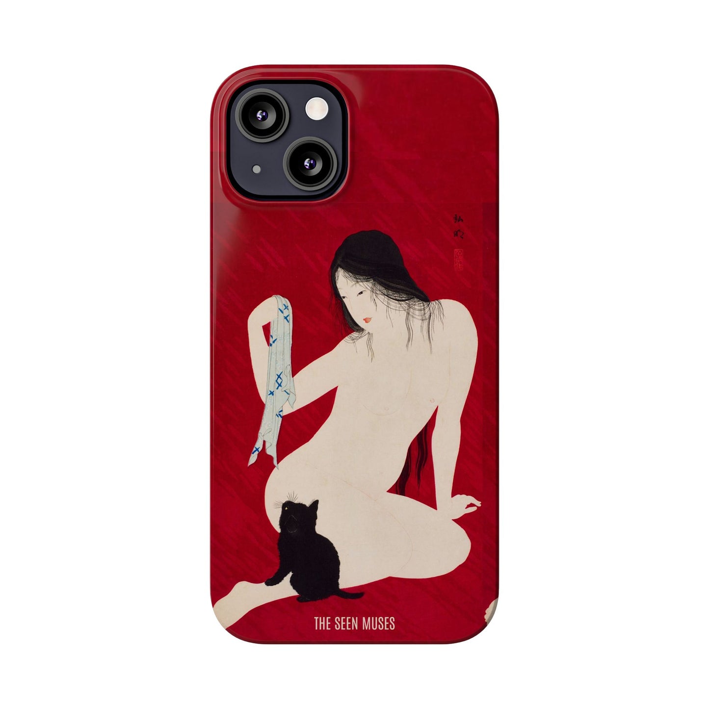 Nude playing with Cat by Takahashi Shōtei