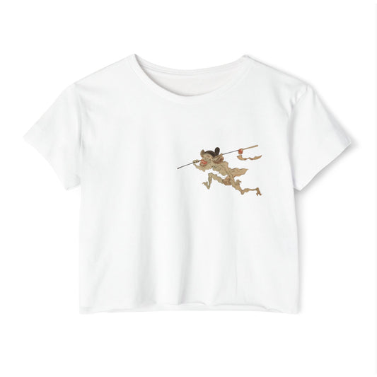 Playful Demon Japanese Art Crop Top (Front & Back)