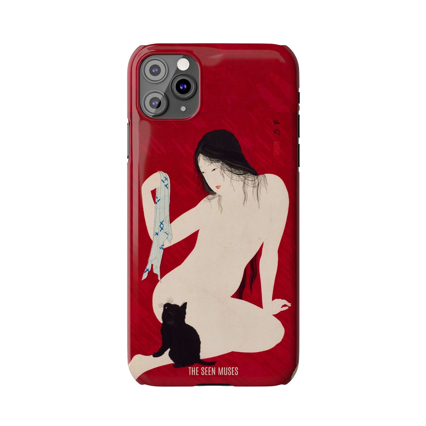 Nude playing with Cat by Takahashi Shōtei