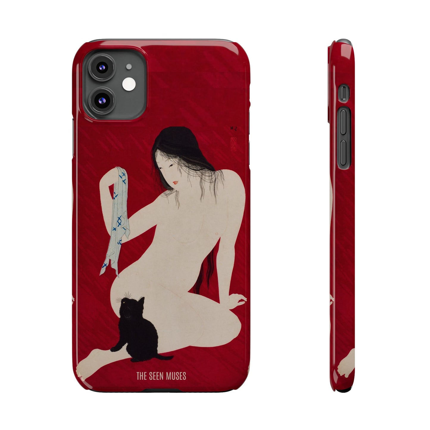 Nude playing with Cat by Takahashi Shōtei