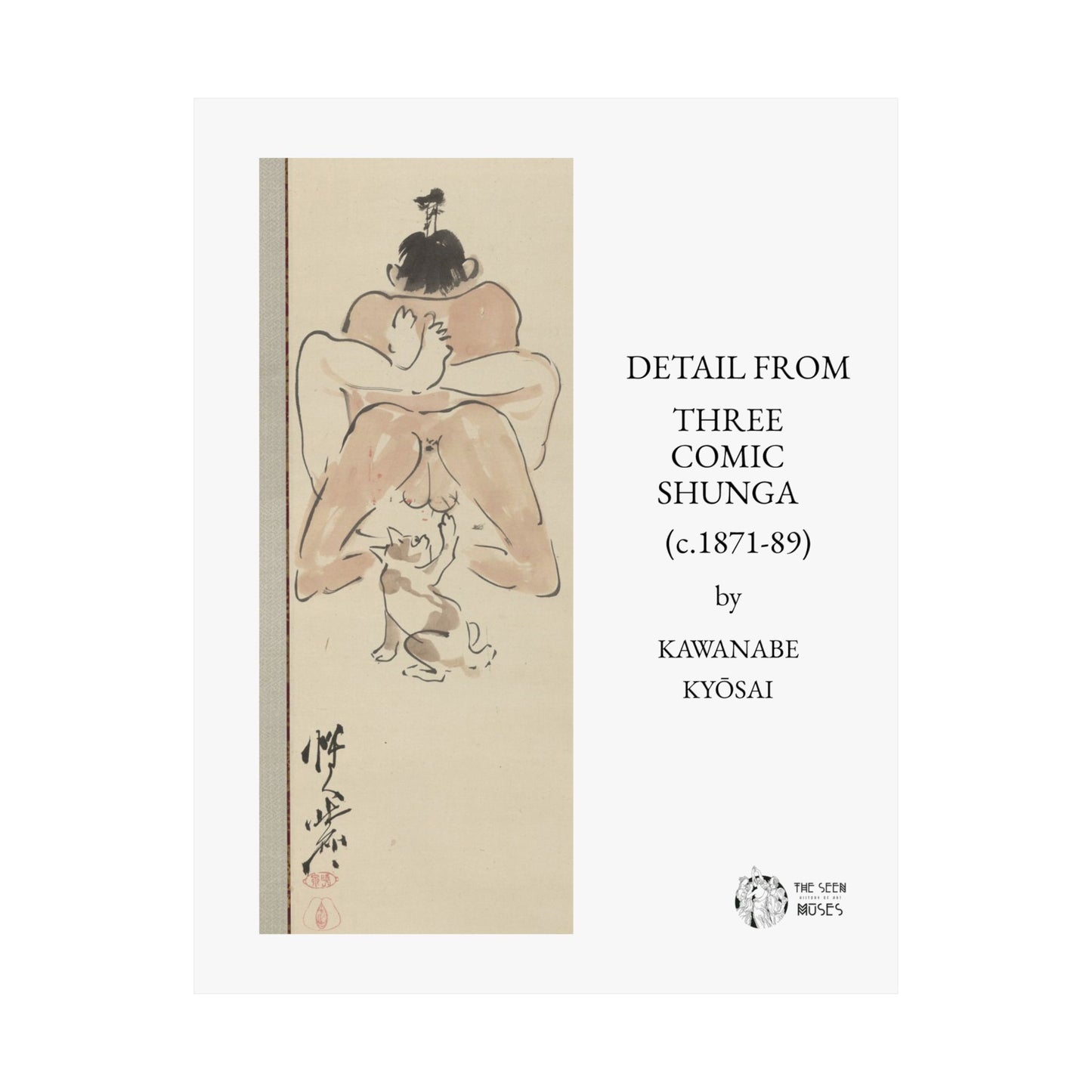 Hanging scrolls by Kawanabe Kyōsai. Detail from Three comic shunga paintings. Japan, circa 1871–1889